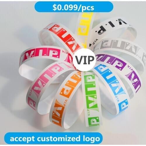 100pcs 19x250mm Tyvek Wristbands VIP printed tyvek paper bracelet for events party Sign ID Bands Wristbands competition entry