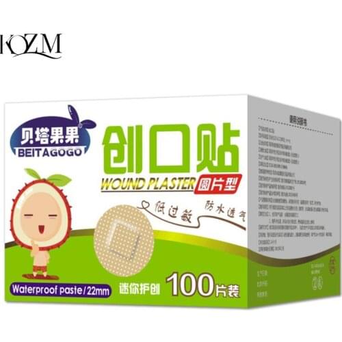 100PCS Waterproof Breathable Round Band Aid Adhesive Bandages First Aid Kit