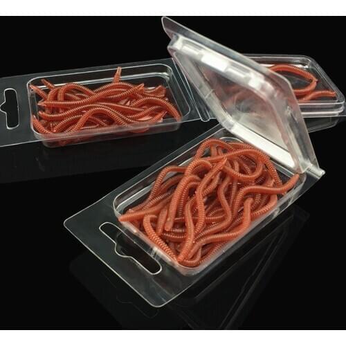 20Pcs Soft Fishing Lures Soft Bait Lifelike Fishy Smell Lures Simulation Earthworm Red Fishing Worms Artificial Fishing Worms
