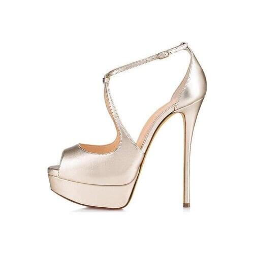 2021 spring new fish mouth platform sandals stiletto super high heel womens shoes banquet dress large size wedding shoes