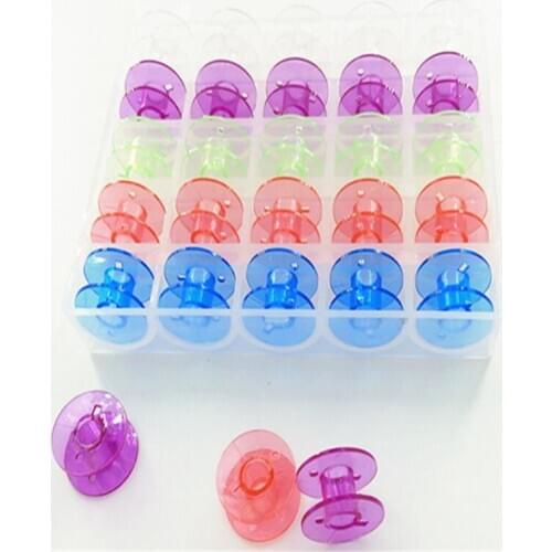 25pcs Sewing Machine Spools colored bobbins box bobbin plastic bobbins Storage Box For Home Sewing Accessories Tools