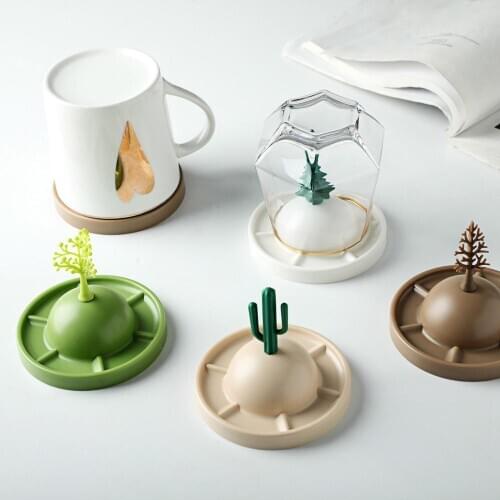 4pcs/set ABS Kitchen Shelf Cups Organizer Cute Cup Storage Rack Coffee Mug Cup Holder Drying Rack Drain Hanger Stand Shlves