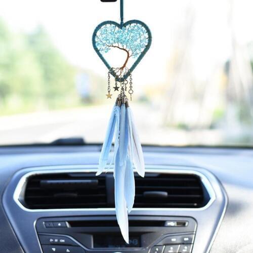 Car Pendant Jewelry Life Tree Love Heart-shaped Birthday Gift Dream Catcher Auto Rearview Mirror Pendant Car Hanging Auto Access