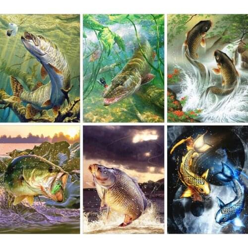AZQSD Diamond Painting 5d Fish Embroidery Sale Animal Full Drill Square Gift Home Decor Picture Of Rhinestones Diy Needlework