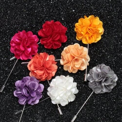 Free shipping , 20 pcs/lot , Carnation Satin Flower Boutonniere , Mens Lapel Pin for Wedding