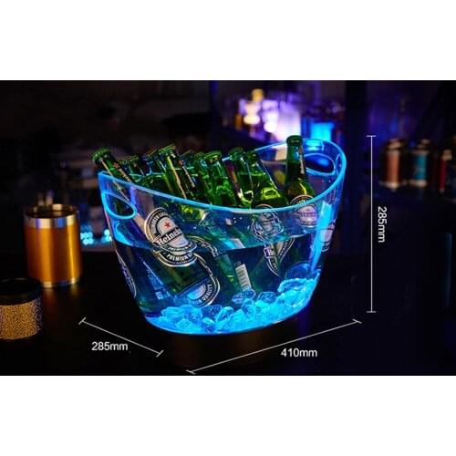 Large 12 liters Led ice buckets color changing LED light up Wine Cooler Barrel shaped Champagne wine beer ice bucket