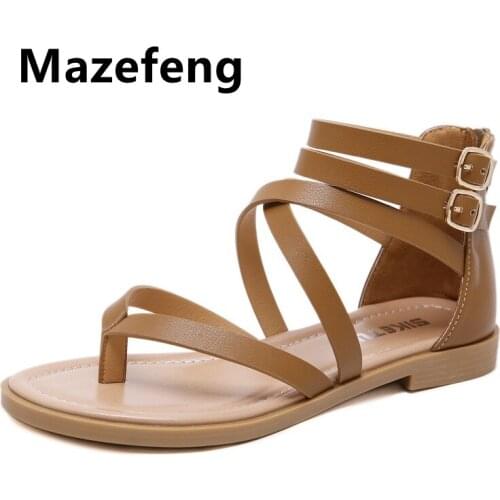 Mazefeng Brand 2021 Summer Shoes Woman Sandals Flat Sandalias Mujer Thin Strips Gladiator Beach Sandals Ladies Flip Flops Slides