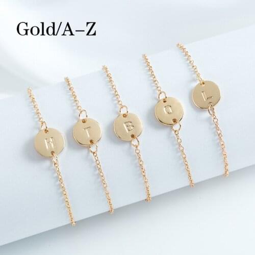 Fashion Gold Silver Color 26 Alphabet Initial Letter Bracelets for Women Adjustable Stainless Steel Charm Name Chain Birth Gift