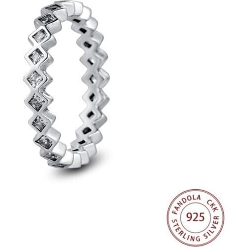 CKK Square Eternity Ring 925 Sterling Silver Wedding Original Rings for women Silver 925 Jewelry anillos mujer