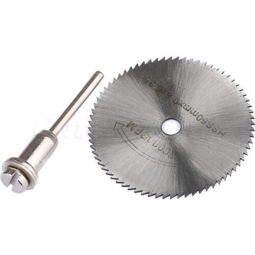 1pc HSS 50mm Steel Cutting Disc Rotary Tools Circular Saw Blade Cutter Cut Off Wheel Disc w/ Mandrel for ABS Wood Plastic Cutter