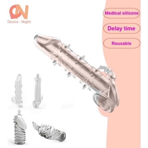 Male Enlargement Cock Penis Ring Extender Condom Enhancer Erection Intimate Penis Rings Delay Ejaculation Sex Toys for Adult Man