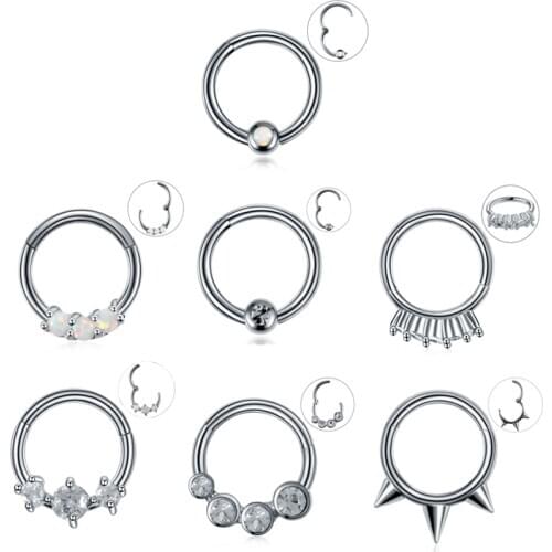 16G 1Pc Septum Clicker Stainless Steel Piercing Nose Ring Hoop Cartilage Earrings Tragus Helix Nostril Piercing Body Jewelry