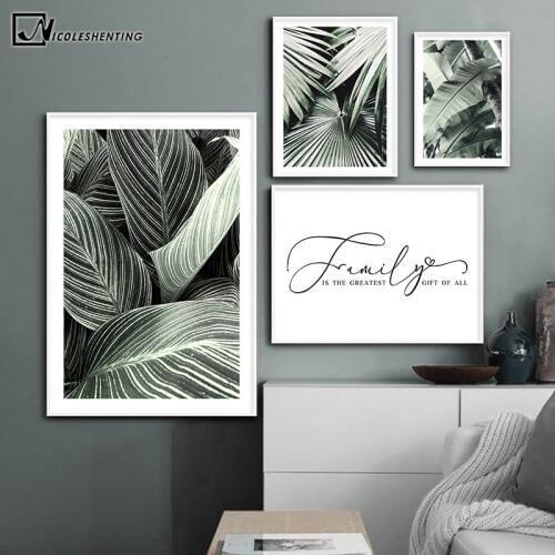 Tropical Plant Leaf Canvas Poster Nordic Botanical Wall Art Print Scandinavian Home Decoration Picture Painting Family Quotes