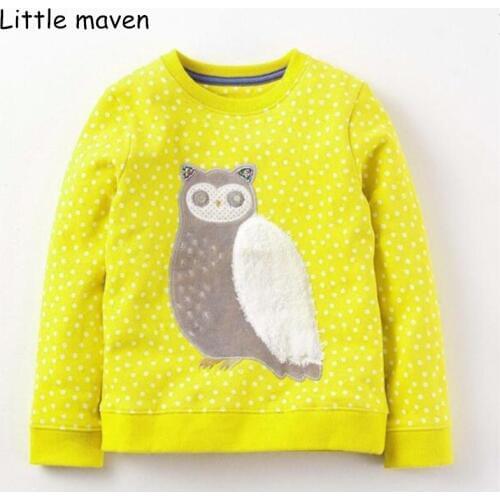 Little maven children brand baby girl clothes 2018 autumn new girls cotton long sleeve O-neck dot owl thick t shirt C2033