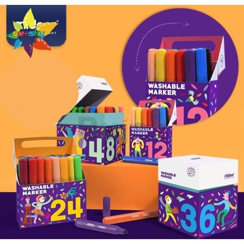 Mideer 12/24/36/48 color Filling color water soluble color pen Childrens watercolor pen set Safe and nontoxic High-capacity