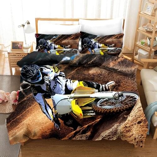 3d Motorcycle Boys Bedroom Bedding Sets Twin Motocross Duvet Cover with Pillowcase Bed Comforter Full Size Bed Set Comforter Set