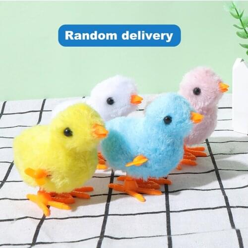 Cartoon Plush Simulation Chick Cat Toy Wind Up Hopping Chicken Pets Supplies Clockwork Jumping Walking Chick Toys