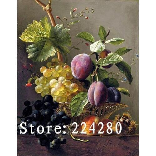 Needlework Crafts 14CT unprinted Embroidery Fruit Quality Counted Cross Stitch Kits Set Oil Painting Plum Fruit and Chestnut