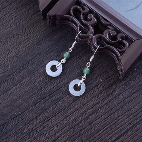 Natural Emerald Bead Jade DIY Earrings Charm Jewellery Fashion Accessories Hand-Carved Man Ahd Woman Luck Amulet Gifts