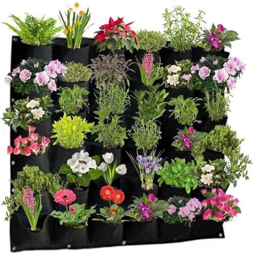 Non-woven Cloth 36 Pockets Vertical Wall Hanging Plant Grow Bag For Flower Indoor Outdoor Eco Friendly 39.3*39.9"