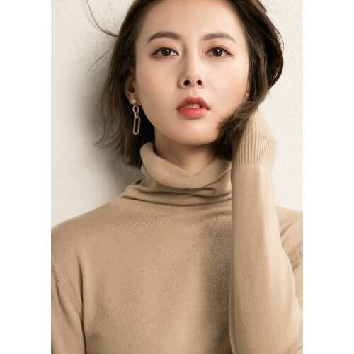 MRMT 2021 Brand New Autumn Winter Womens High-necked Knit Sweater Solid-colored T-shirt for Female Thickened Knit Sweater