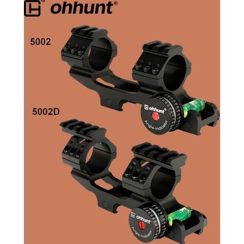 Ohhunt Hunting Scope Mount Offset Bi-direction 25.4mm 30mm Rings 21mm Picatinny Rail with Free Float Rail and Bubble Level