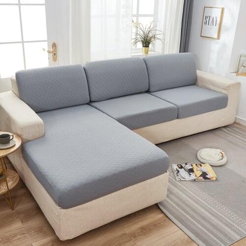 Polar Fleece Jacquard Thick Sofa Seat Cushion Cover Elastic Solid Color fundas cojines decorativos para sofa