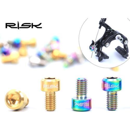 RISK 2PCS/lot M6x10mm Titanium Alloy Road Bike Bolts Allen Head MTB Brake Calipers Screws Cycling Bicycle Stem Brake Fixed Bolts
