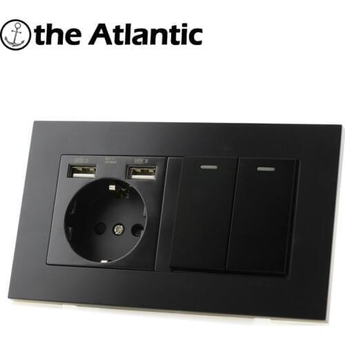 Russia Spain Europe DE wall power socket with dual USB light switch 1 2 3 4 Gang 1 2 Way Lamp Light PC frame 146 Type