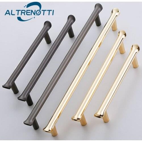 Furniture Handle Zinc Alloy Rose Gold Black Modern T Bar Door Pull Wardrobe Cabinet Kitchen Cupboard Drawer Closet Knob Hardware