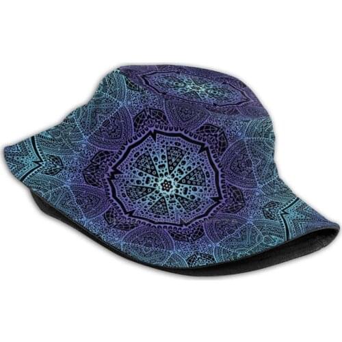 Al Mandala Of Spirituality Night Winter Flower FishermanS Hat Bucket Hats Caps Hindi Art Henna Art Al Spiritual Yoga