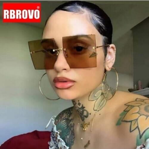 RBROVO 2021 Square Oversized Sunglasses Women Vintage Sunglasses Women Luxury Brand Glasses For Women/Men Designer Oculos De Sol