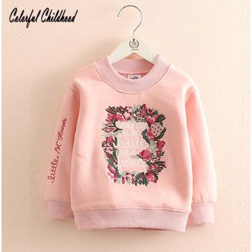 Girls Winter Coat Floral Printed Round Collar Thicken Velvet Hoodies& Tops Infant Toddler Kid Warm Casual Pullover Wear Coat