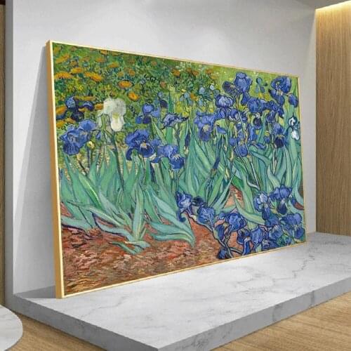 Van Goghs famous oil painting iris flower reproduction mural canvas painting print impressionist decorative painting room