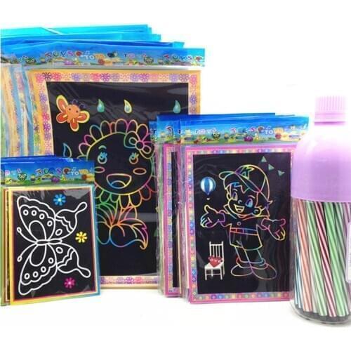 10 small medium and large color scratching paper coloring card children creative painting toys