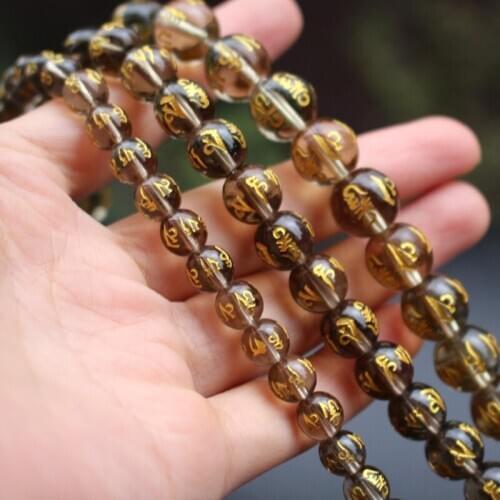 20Piece/lot 8 10 12mm Glass beads Carving om mani padme hum Gray Color Fashion Beads For jewelry making Wholesale and Retail