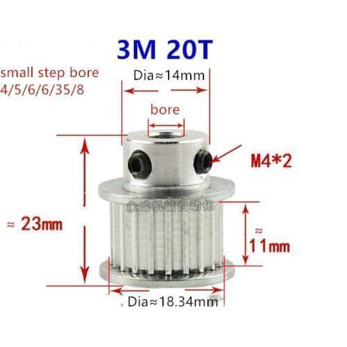 20 Teeth 3M Timing Pulley Bore 4-12mm HTD3M20teeth pulley Width 11mm,HTD3M Timing belt HTD3M pulley gear 20Teeth 20T 3D printe