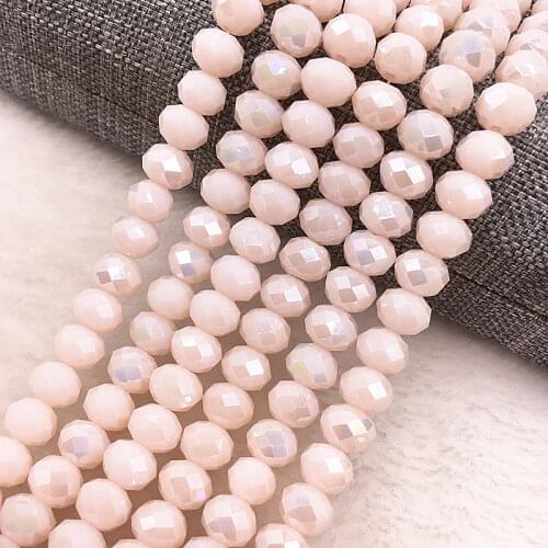 30pcs/lot 8mm light pink Rondelle Austria Faceted Crystal Glass Beads,Wheel Beads,Transit Beads,For Bracelet Jewelry Making #12