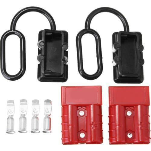 4pcs Red Color 600V 50A Battery Trailer Quick Charge Plug Connect Disconnect Tool Electric Winch Wire Harness Connector