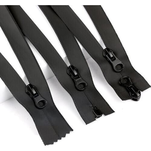 5# 20/60/70/80/110/150cm Plastic Nylon Waterproof Zipper Open-end Black Double Invisible Zippers for Sewing Clothing Bag Luggage