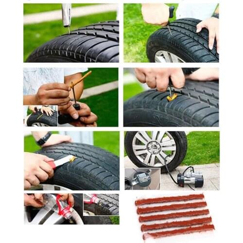 5 Pcs 100*6mm Car Tubeless Puncture Tire Repair Strip Auto Motorcycle Tubeless Tire Tyre Puncture Plug Seal Repair Tool Kit