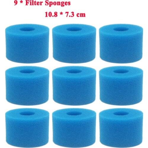 9 Pcs Filter Sponge for Intex S1 Type Pure Spa Reusable Washable Foam Hot Tub Filter Cartridge