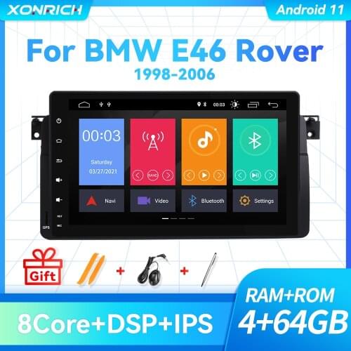 4GB 64GB Carplay Android 11 Car Radio For BMW E46 M3 Rover 75 Coupe 318/320/325/330/335 9Inch IPS Multimedia Player NO DVD