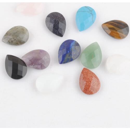 Wholesale 20Pcs /Lot Natural Faceted Stone 13x18mm Teardrop Cabochon No Hole Beads Jewelry Making Agates Amethysts Opal TBU338