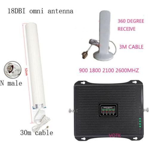 NEW Four-Band 2G 3G 4GLTE Signal Repeater GSM Booster 900180021002600mhz Celluar Amplifier with 30DBI outdoor Antenna