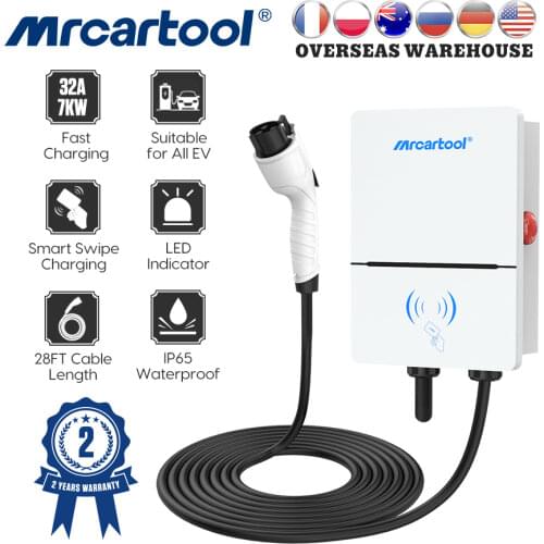MR CARTOOL Home Electric Car Charger Pile Wallbox 32A 7KW Level 2 EV Charging Station With 8.5m Cable For All Electric Vehicles