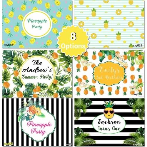 LEVOO Tropical Summer Pineapple Party Backdrop Baby 1st Birthday Portrait Photo Background Photography Decorations Photophone