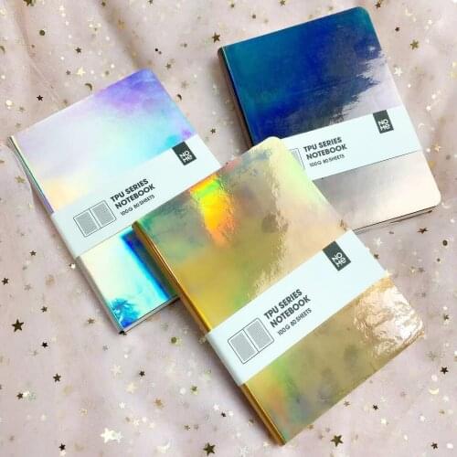 6.6"X4.6" Holographic Pocket Notebook Notepad Thick 100gsm Grid Paper Journal PU Cover Daily Weekly Planner To Do List 80 Sheets