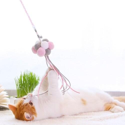 Cat Teases Tassel Bell Toy Pet Fairy Plush Ball Magic Wand Cat Interactive Chew Squeak Bells Toy Pet Supplies Kitten Accessories