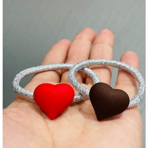 Heart-shaped Square Hair Ties Korean Style Hairband Scrunchies Girls Ponytail Holders Rubber Band Women Kids Hair Accessories